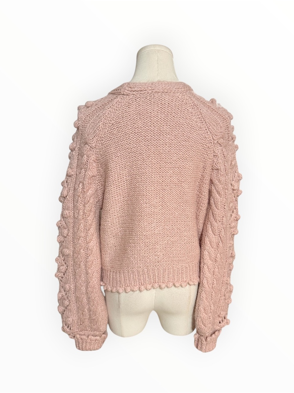 ZARA Jeweled Button Knit Cardigan Sweater Pink Alpaca Wool S Boho Preppy Soft - Picture 12 of 16